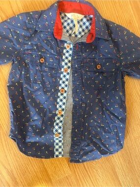 Matilda Jane‎ Navy Cherry-Print Button-Down with Red Collar